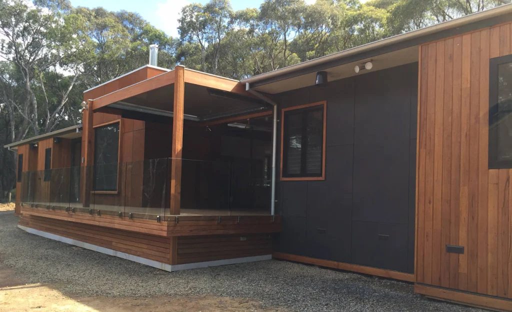 Charcoal cladding, deck and balustrade